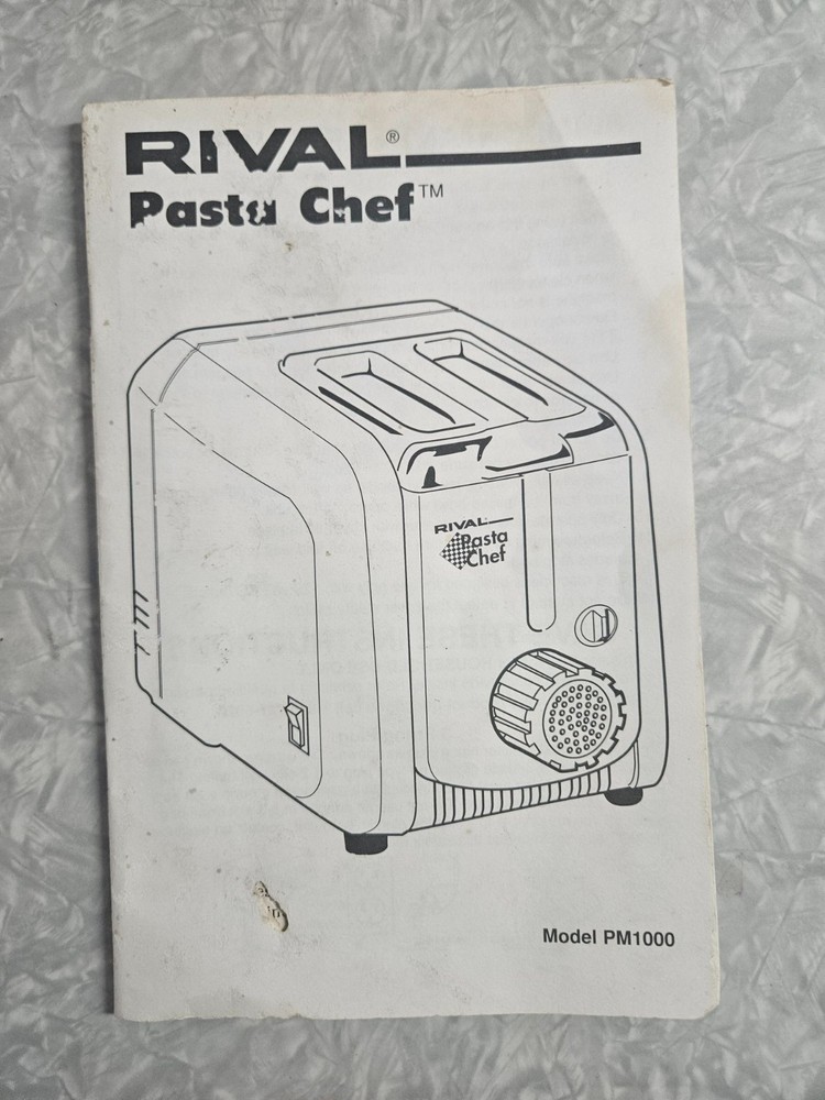 Rival Pasta Chef Pasta Maker PM1000 WORKS Incomplete Missing Shaft