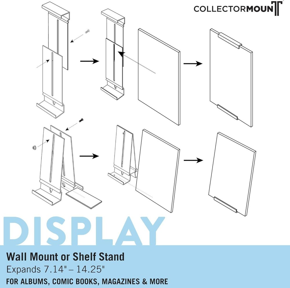 Comic Mount 1 Pack, Comic Book Shelf Stand or Wall Mount Display, Invisible a...
