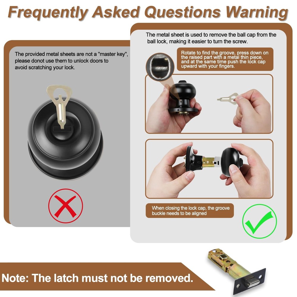 RAZCC Privacy Door Knobs, 10 Pack Matte Black Knobs with 10 Pack,