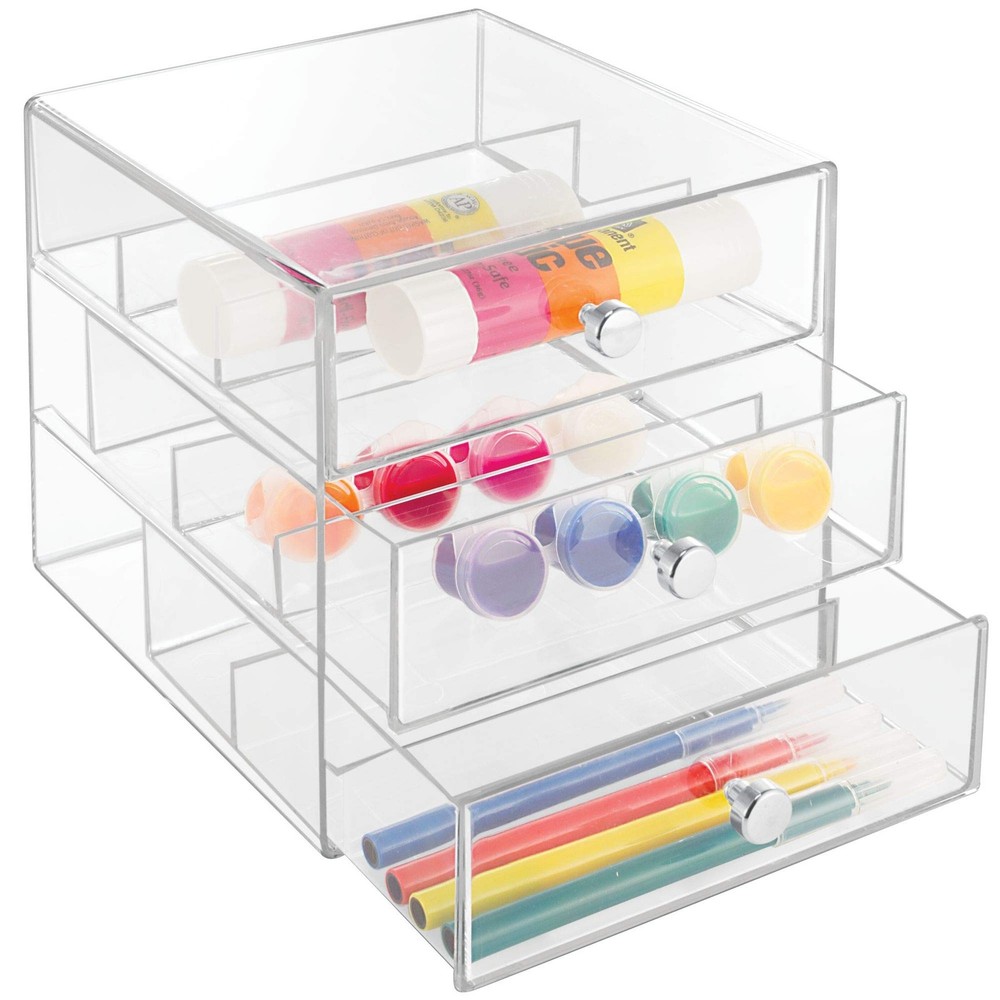 iDesign 3-Drawer Stackable Sunglasses Organizer, Clear Glasses Storage and