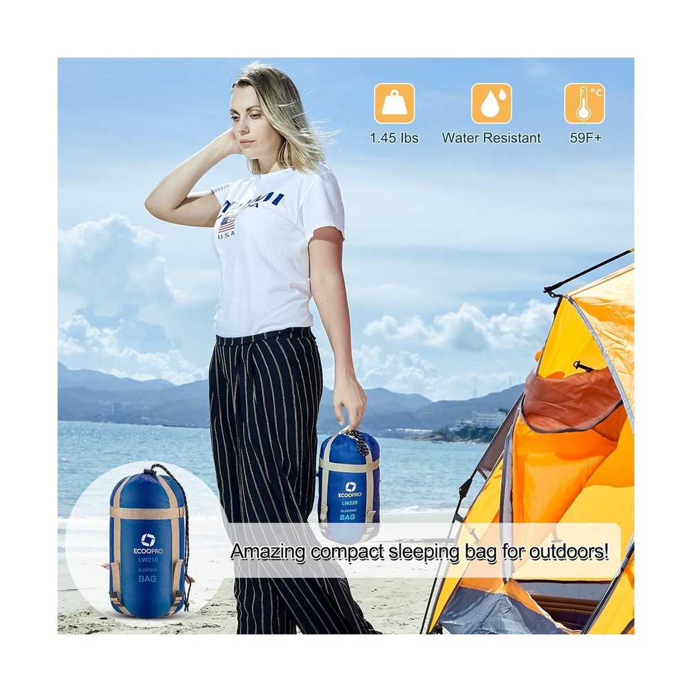 ECOOPRO Warm Weather Sleeping Bag - Portable, Waterproof, Compact Lightweight...