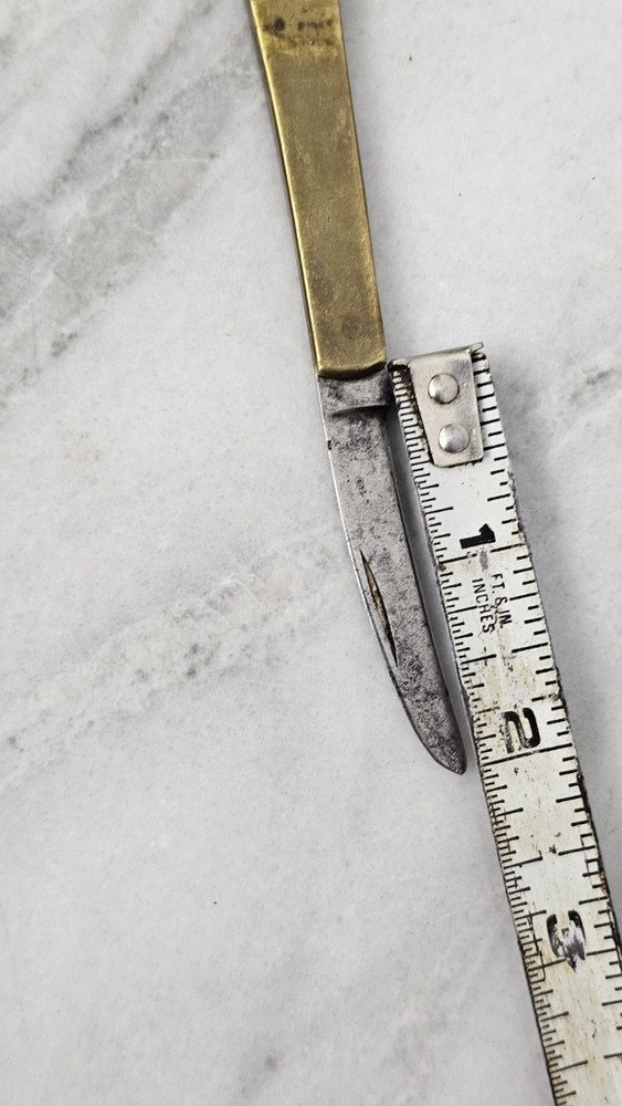 Antique Folding Advertisement Pocket Knife Brass Folder