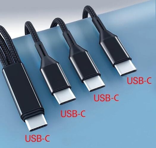 Multi USB C CablePack,3 in 1 Multiple Type C Charging,3A Splitter 4FT 2 Black