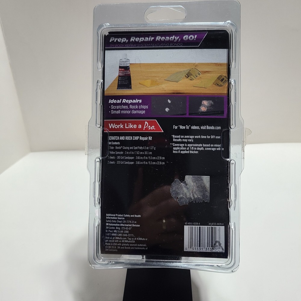 3M Bondo Scratch & Rock Chip Repair Kit. Paintable • Permanent • Non-Shrinking.