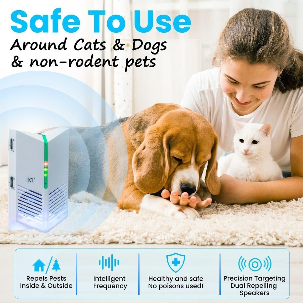 Ultrasonic Pest Control Repeller - Covers 5000 sq. ft. Safely & Effectively