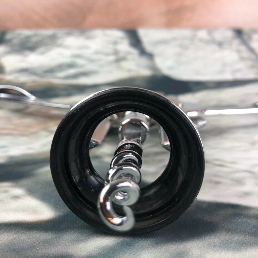 Swing arm silver wine corkscrew opener bar ware winged