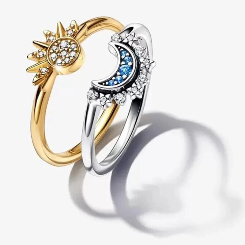 Celestial Sun And Moon Rings Set