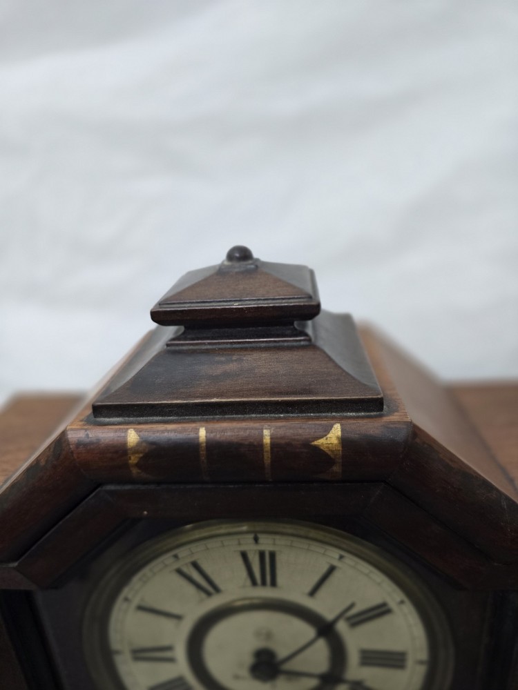 Antique 1870s Regulator Wall Clock – Runs, Bell Strike, 13x20, Missing Pendulum