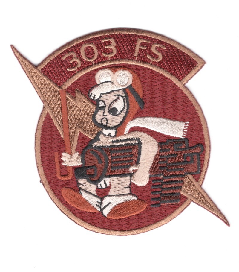 USAF Air Force Patch:   303rd Fighter Squadron - 3" tan