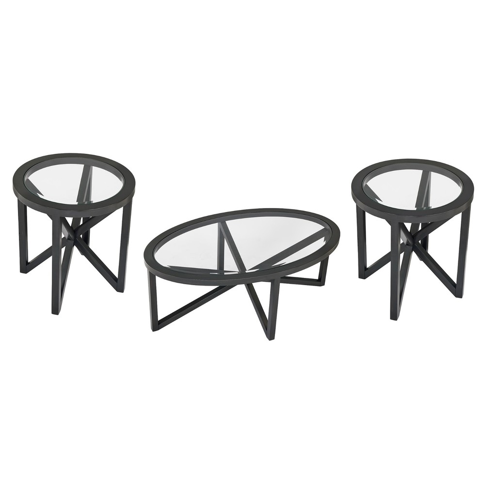 Modern Glass Coffee Table - Tempered Round Top, Solid Wood Base