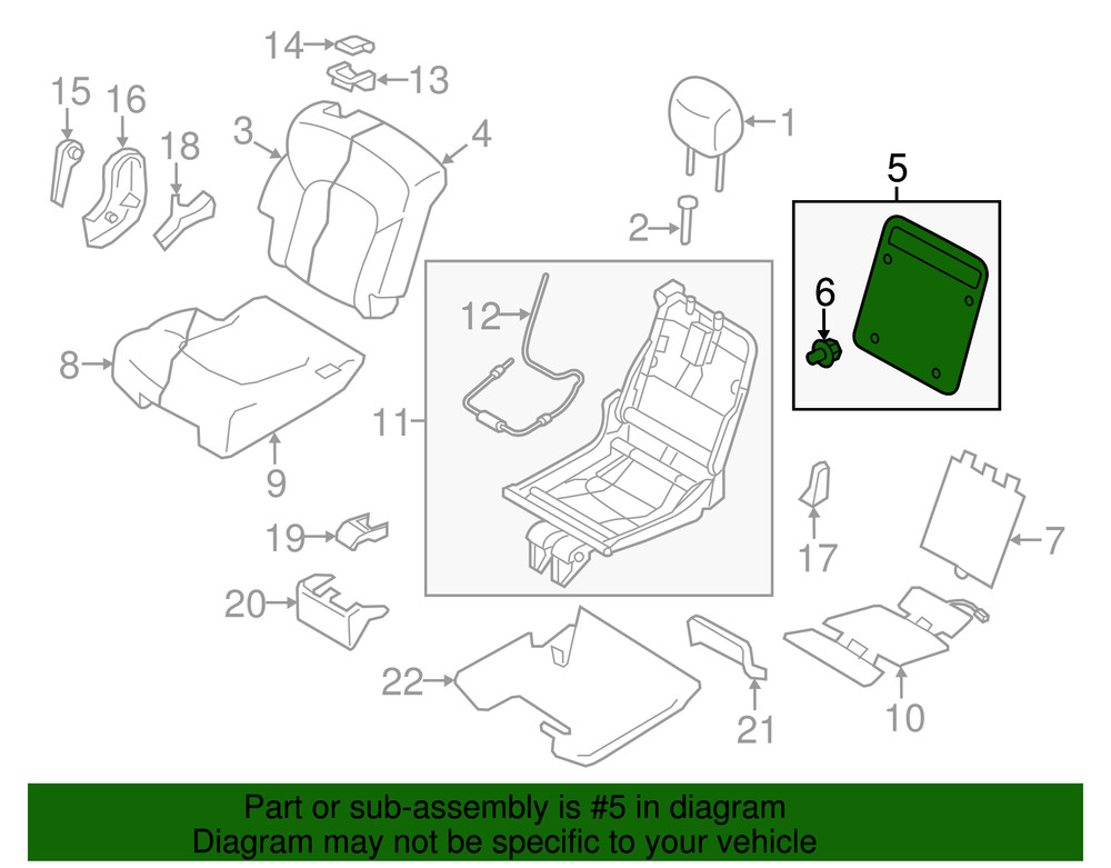 Genuine Nissan Seat Back Panel 88609-6JD0A