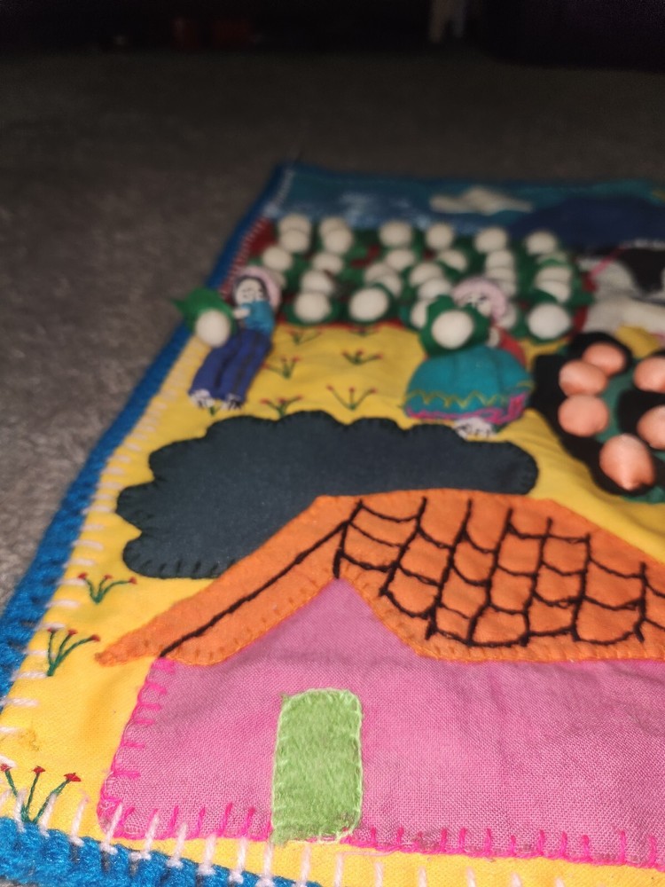 Arpilleras/3D Patchwork Little Doll Peruvian Folk Art Textiles Wall Art