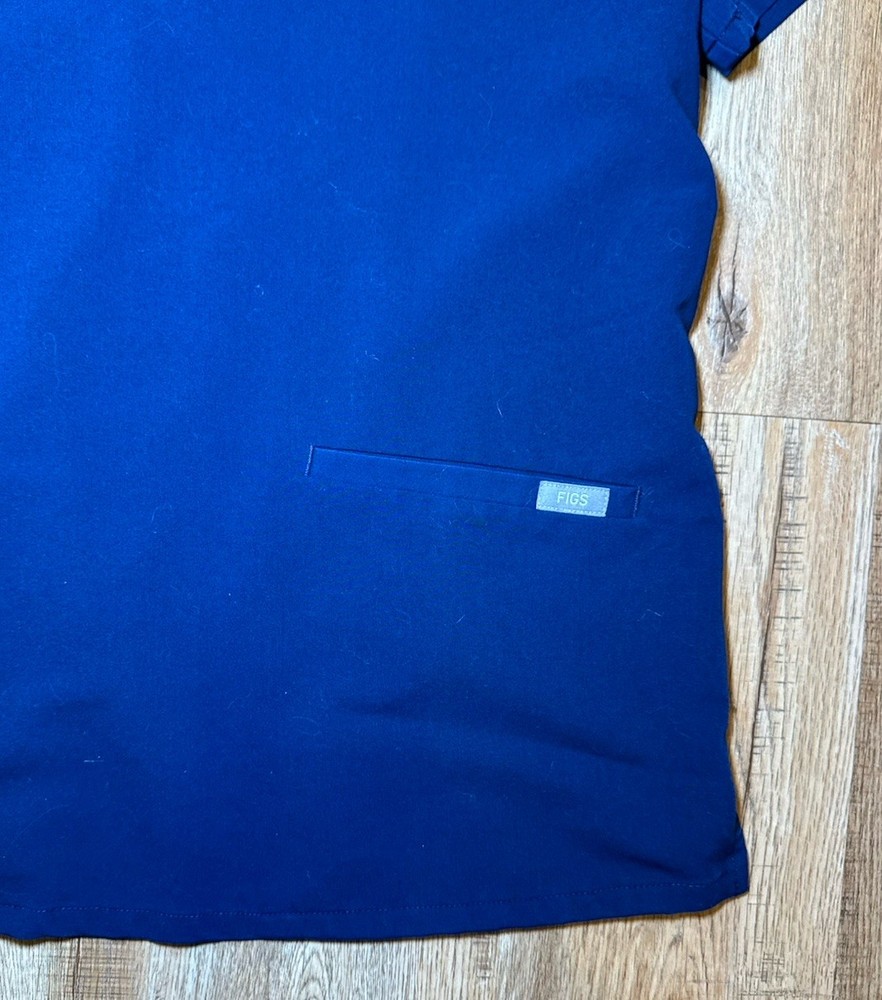 Figs Technical Collection Scrub Top Cobalt Blue Size Small Short Sleeved Pockets