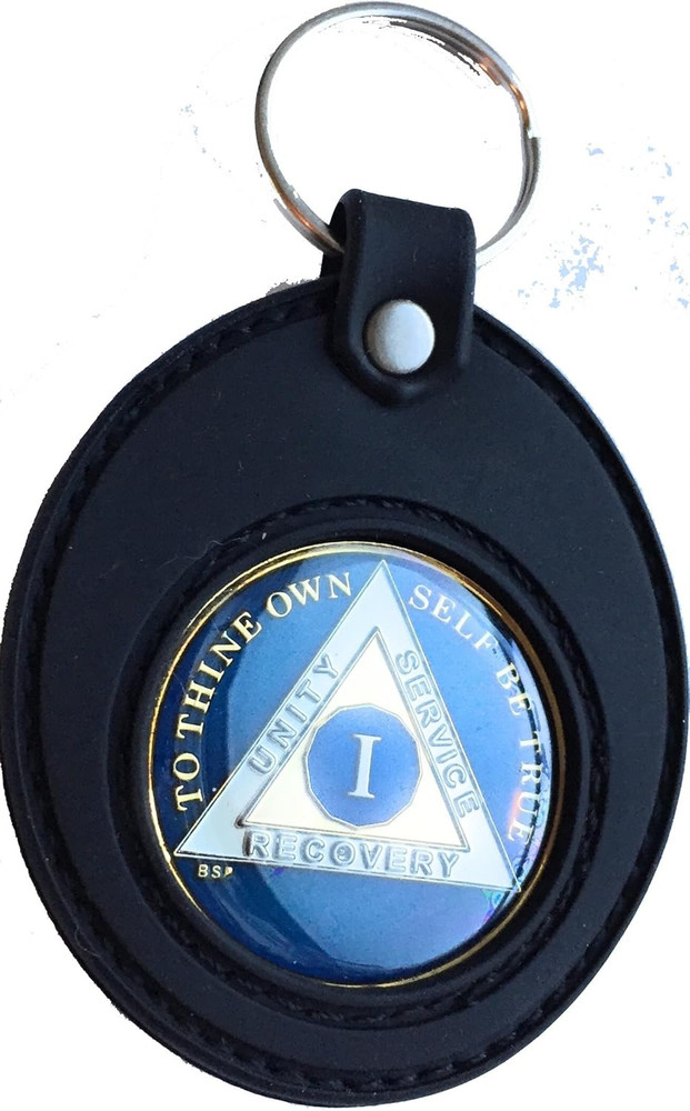 Universal AA Medallion or Coin Holder Keychain Black Soft Silicone