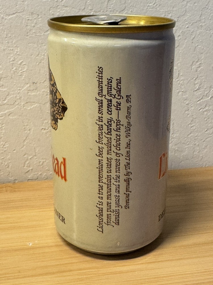 Lionshead Deluxe Pilsner Beer - Empty top opened Beer Can