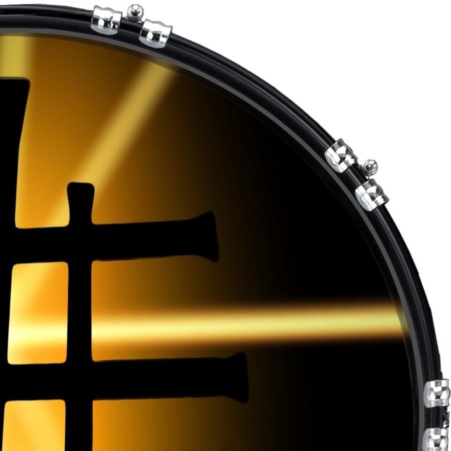 Custom 22" Kick Bass Drum Head Graphical Image Front Skin Cross Effect
