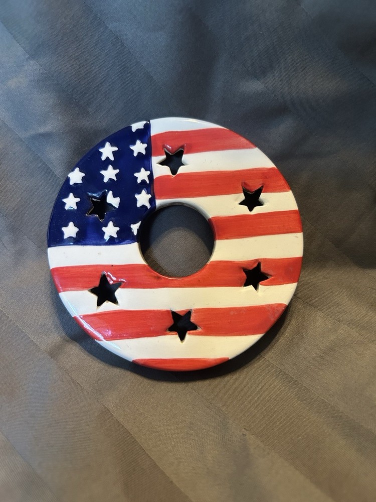 Ceramic American Flag Candle Capper 2001