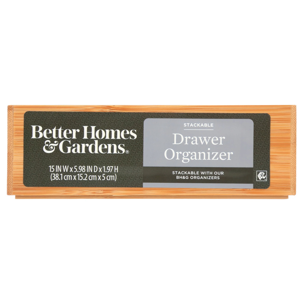 Bamboo Drawer Organizer 2 Pack Long Storage Tray Kitchen Desk Divider
