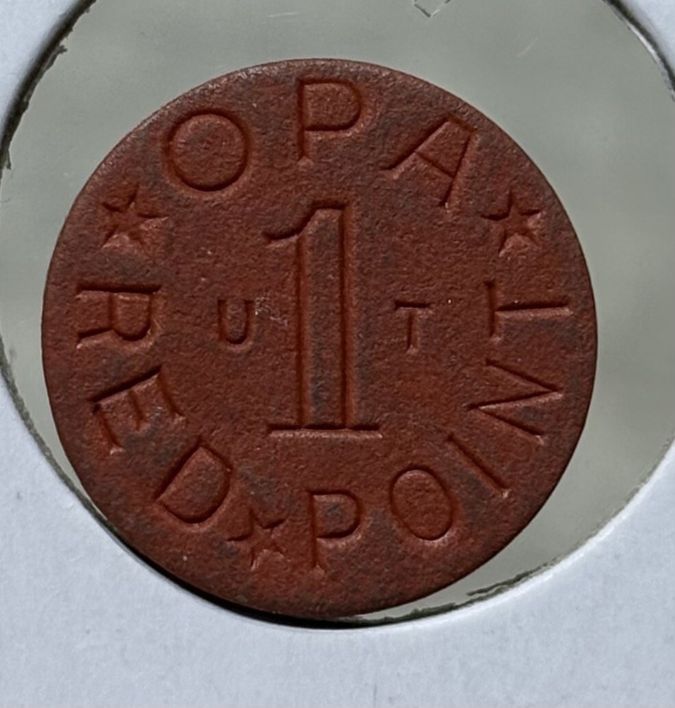 Opa Red Point UT WWII US Ration Token