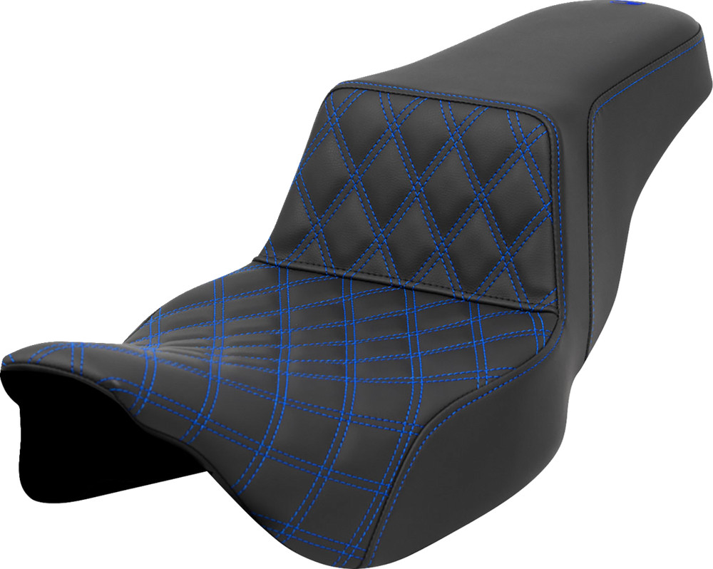 SADDLEMEN Step-Up Seat - Front Lattice Stitch - Blue Stitch - Extended Reach -