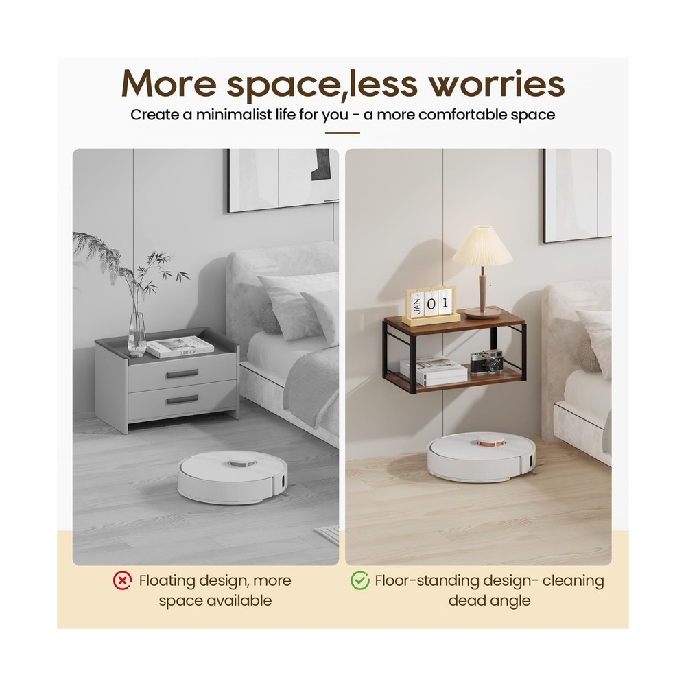Floating Nightstand, Wood Bedside Shelf Wall Mounted Nightstand, Floating Bed...