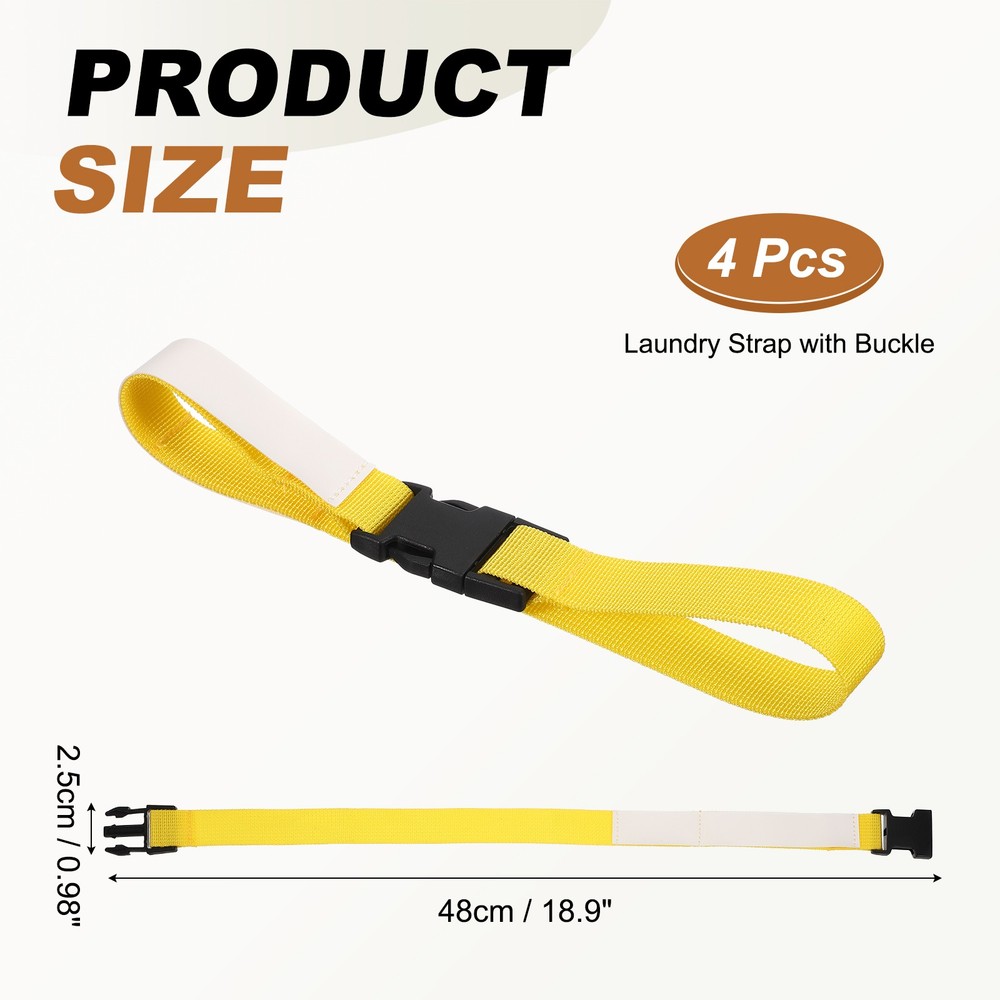 4 Pcs Multipurpose Laundry Strap with Buckle, Yellow