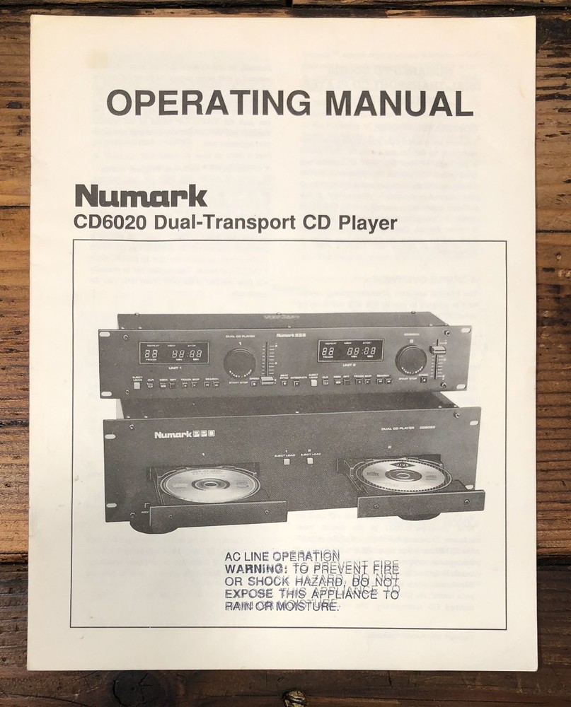 Numark CD6020 CD-6020 CD Player Owners / User Manual *Original*