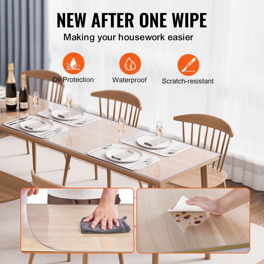 Plastic Table Cover 24 x 96 Inch 1.5 mm Thick Clear Table Protector Rectan