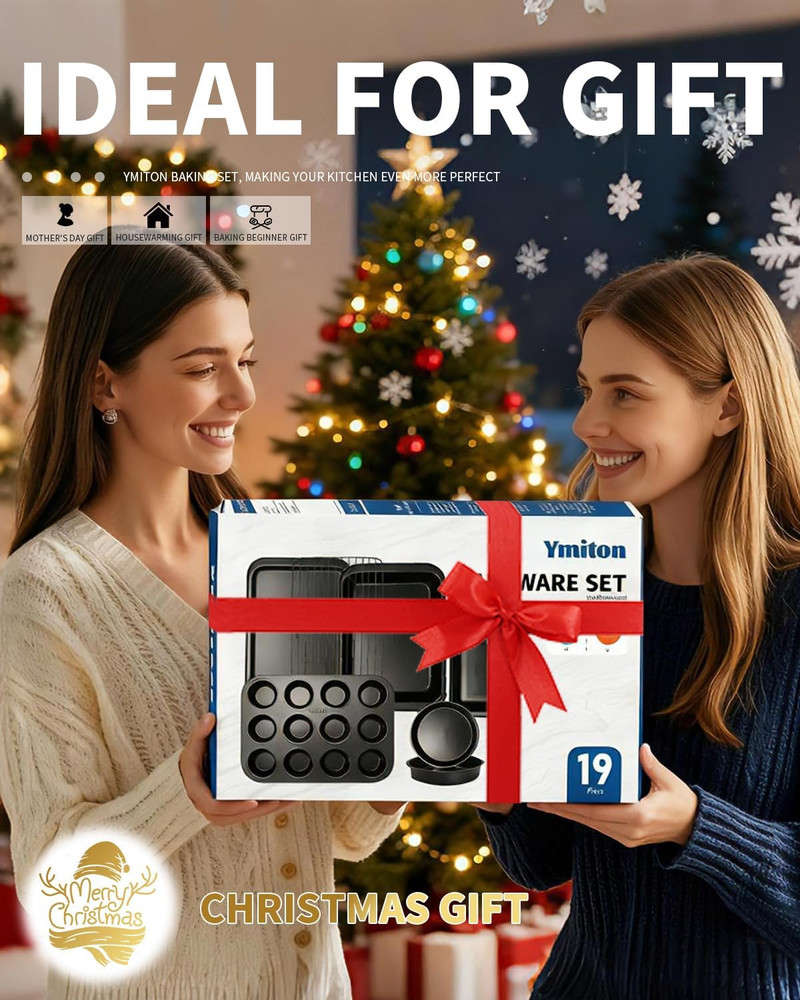 Nonstick Baking Pans Set, 19 PCS Stackable Bakeware Sets, Oven Pan Set Includes