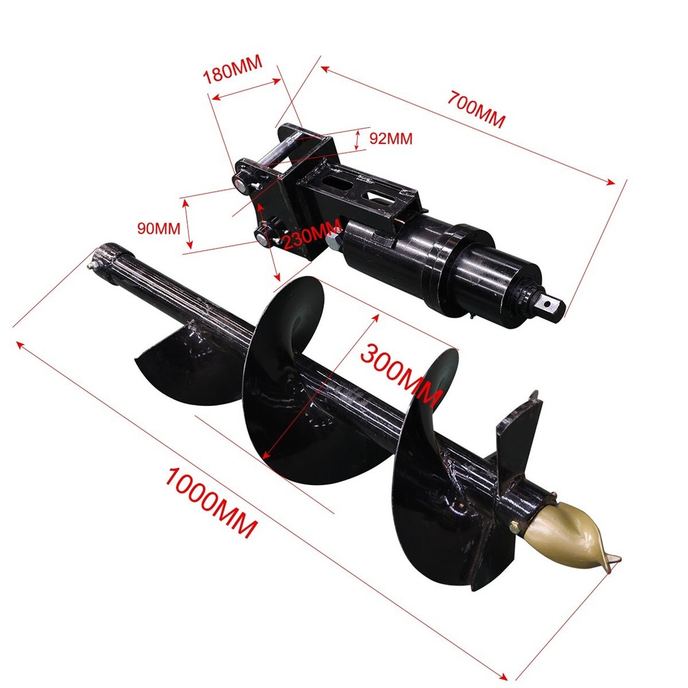 300mm Diameter Auger Drill Rod Post Hole Attachment for Mini Excavator