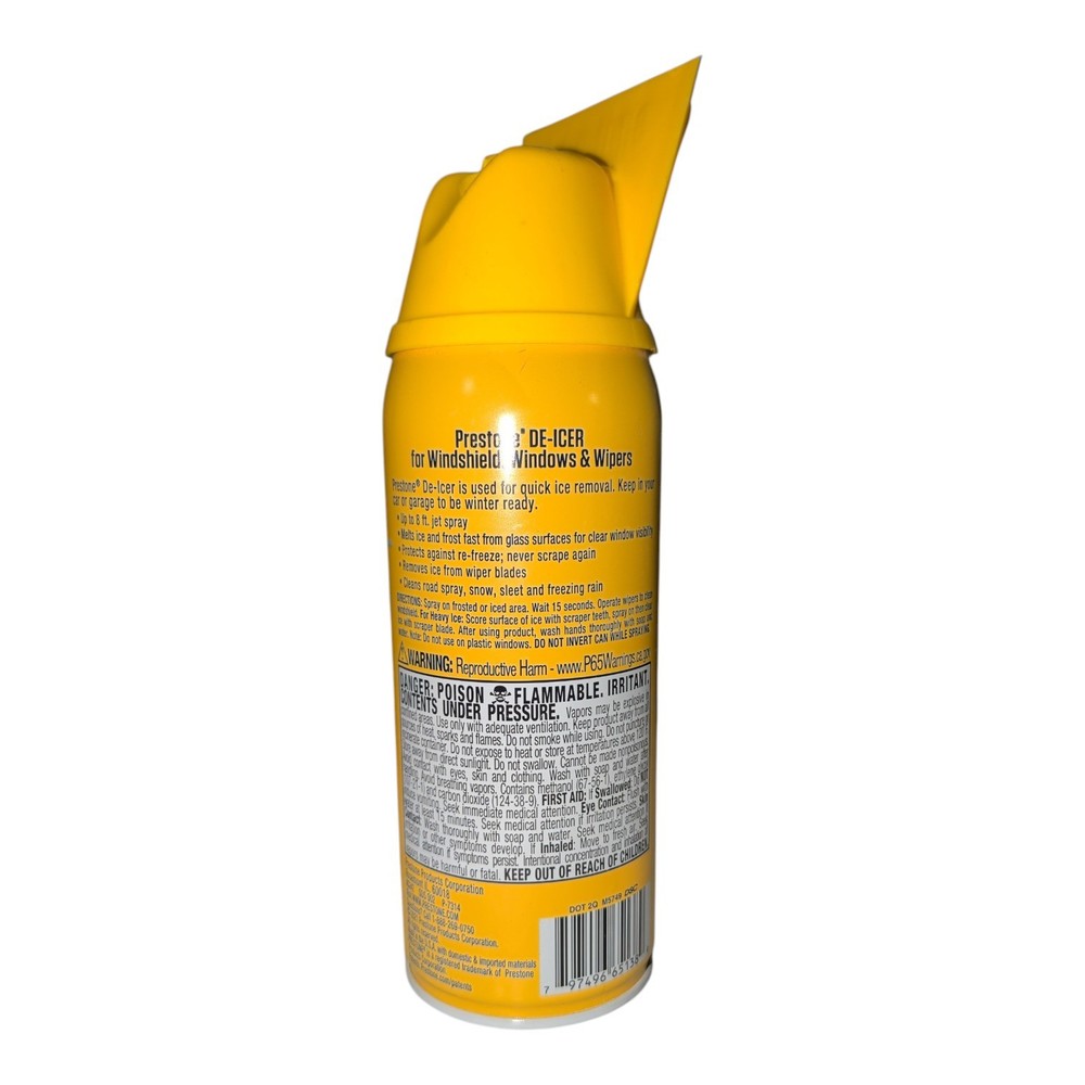Prestone Windshield De-Icer Aerosol 11 oz Windows Wipers Ice Fighter Spray