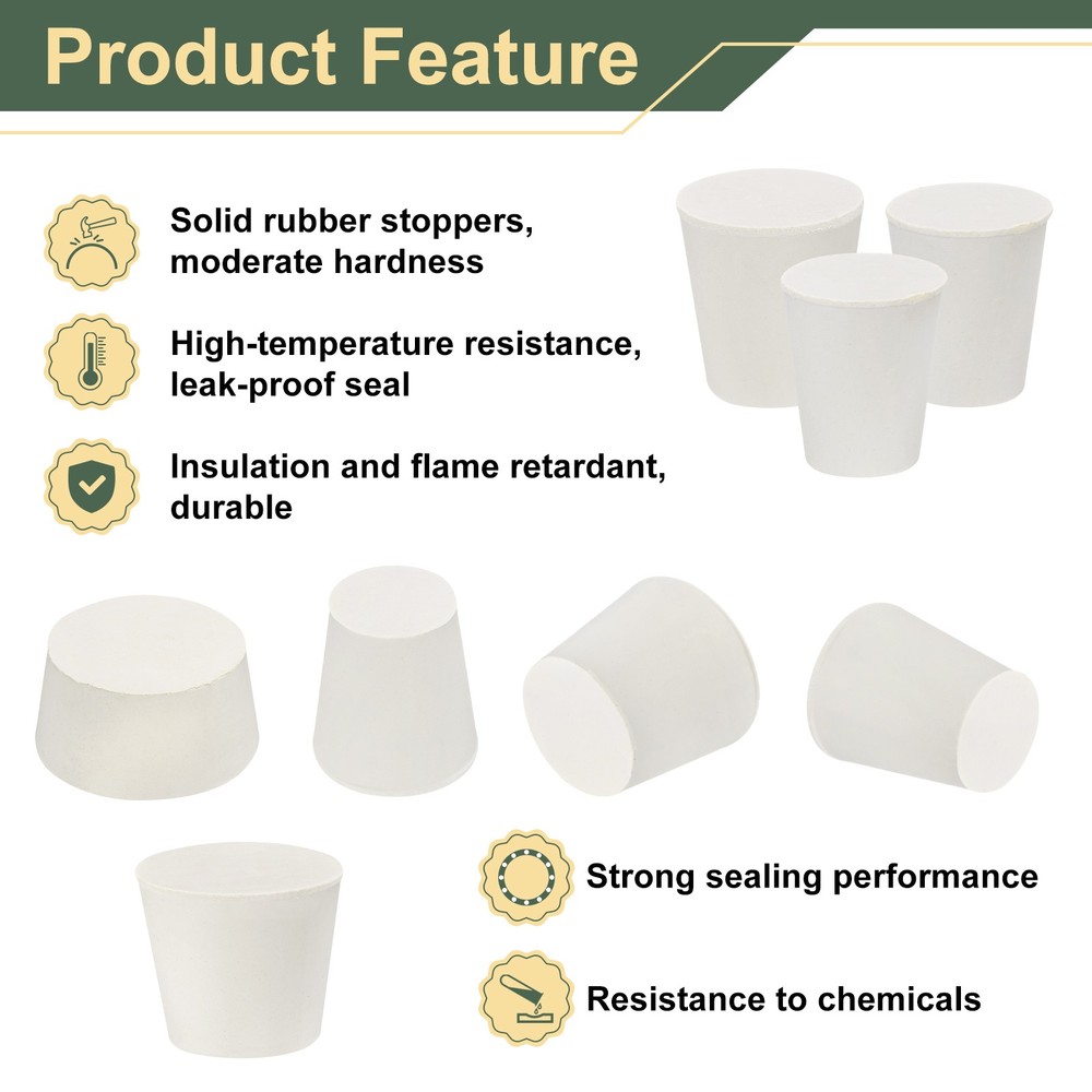 Tapered Shaped Solid Rubber Stoppers 68mm to 81mm, 2 Pcs Lab Rubber Plugs