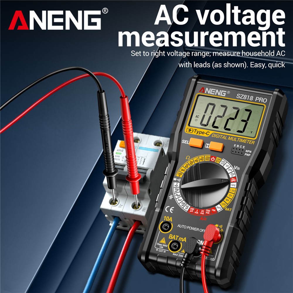 Digital Multimeter 1999 Counts Multi Tester AC DC Voltmeter NCV Ohm TRMS