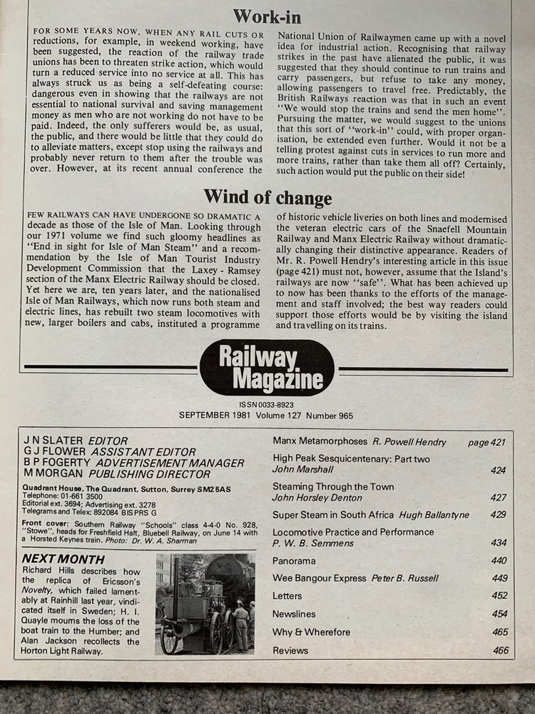 The Railway Magazine - 7 issues from 1981 to 1989