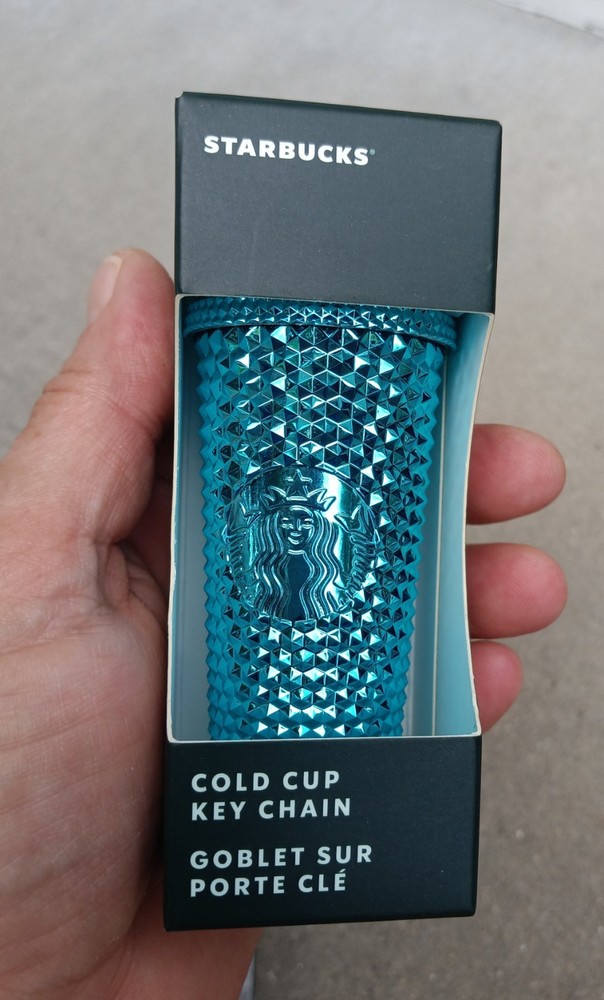 Starbucks Studded Chrome Touch Cold Cup Keychain - Blue