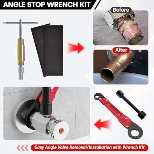 6-Piece Plumbing Tool Set - Angle Stop Wrench, Compression Sleeve Puller, Sandpa