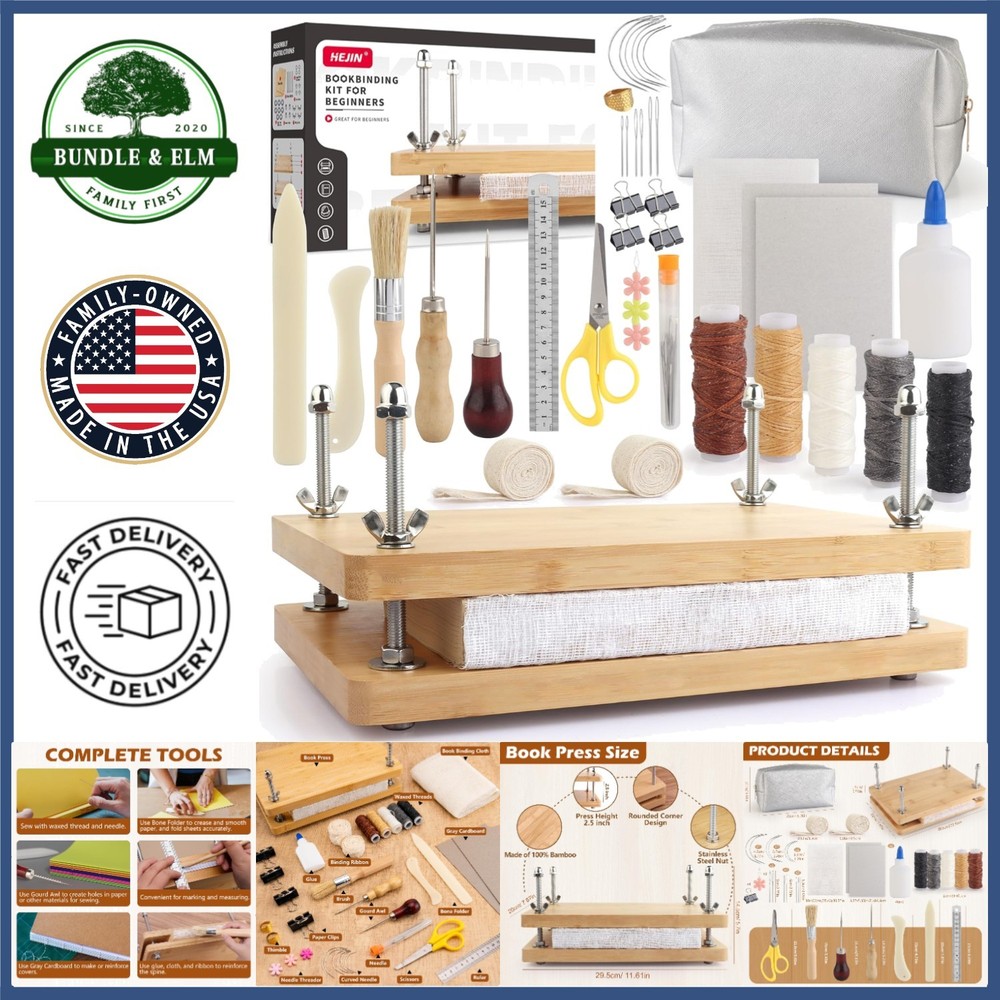 Complete Book Binding Kit with Press, Tools and Storage Bag for Beginners