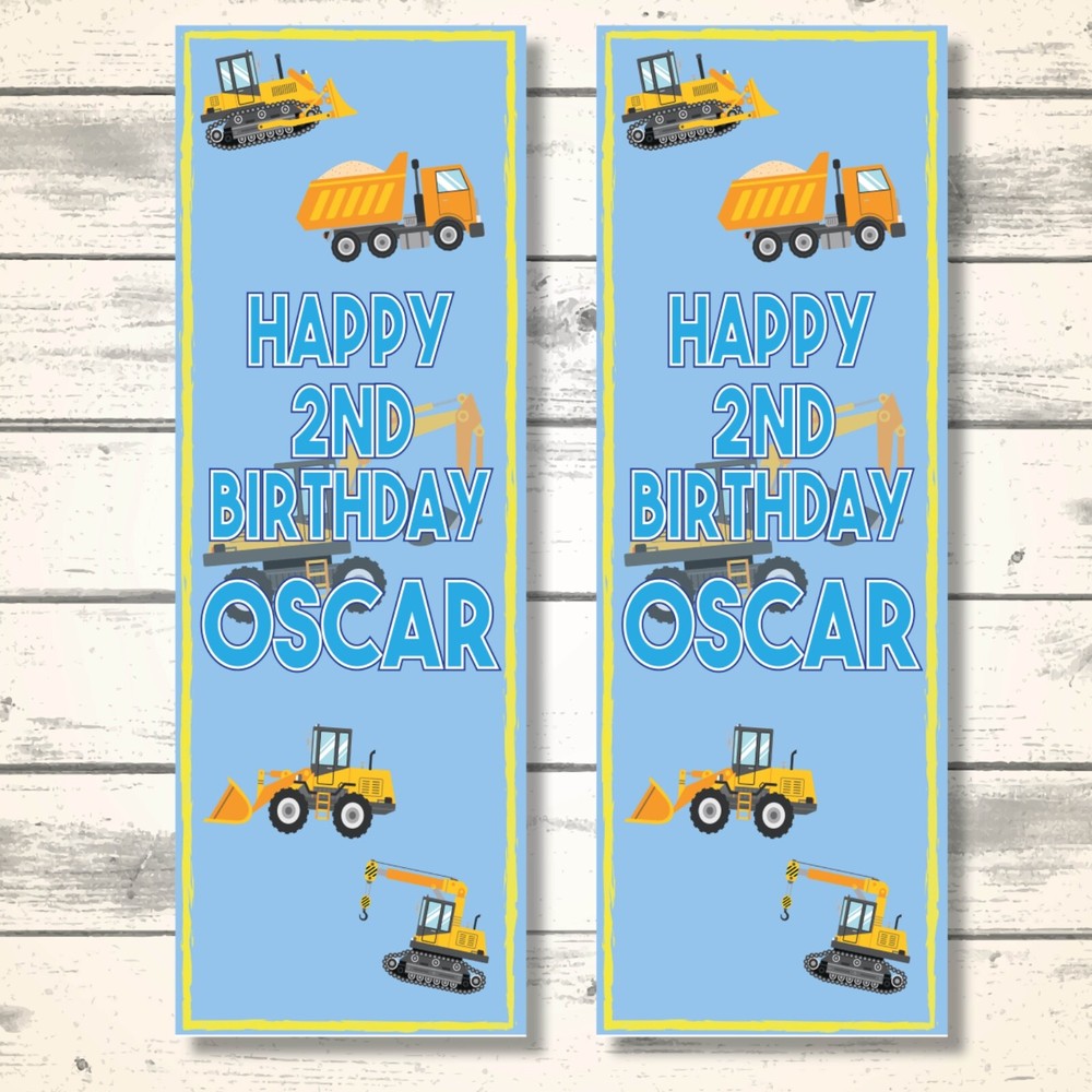 2 PERSONALISED PORTRAIT DIGGER  BIRTHDAY BANNERS