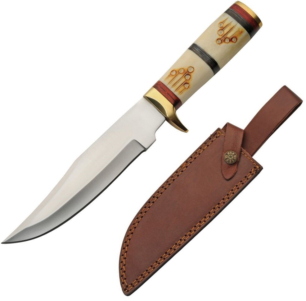 Rain Fall Hunter Fixed Knife 7" Stainless Steel Blade Burned Bone Handle 203498