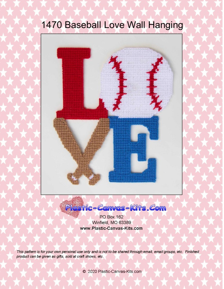 Baseball Love Wall Hanging-Plastic Canvas Pattern or Kit