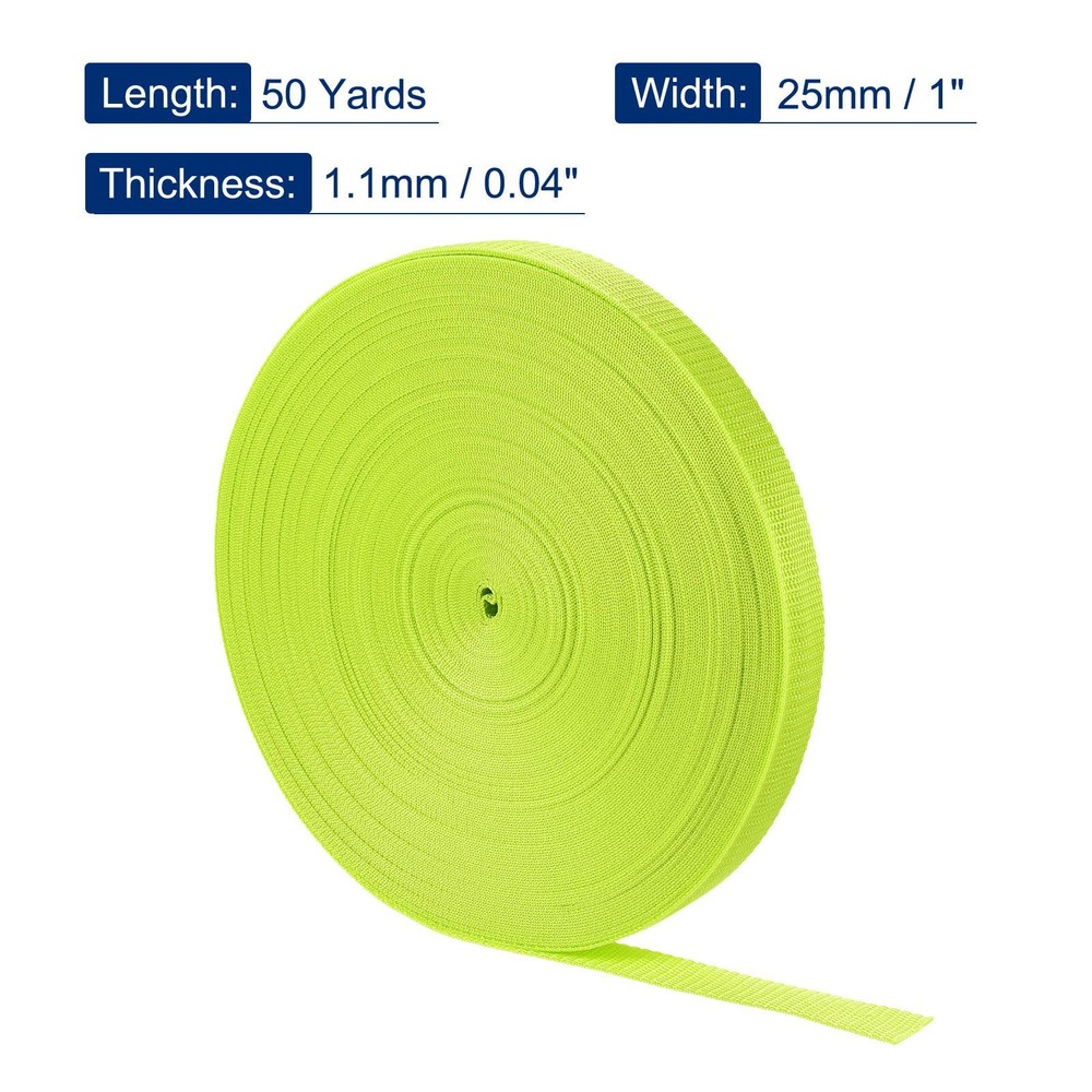 Lightweight Polypropylene Webbing Strap 1" 50 Yards Fluorescent Yellow Green