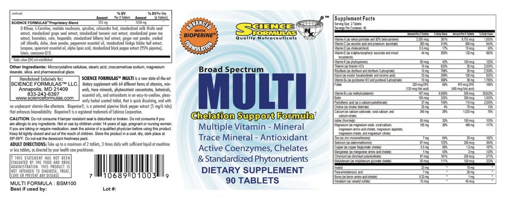 MULTI- Broad Spectrum MultiVitamin - Mineral Cleanse Detox Support Formula
