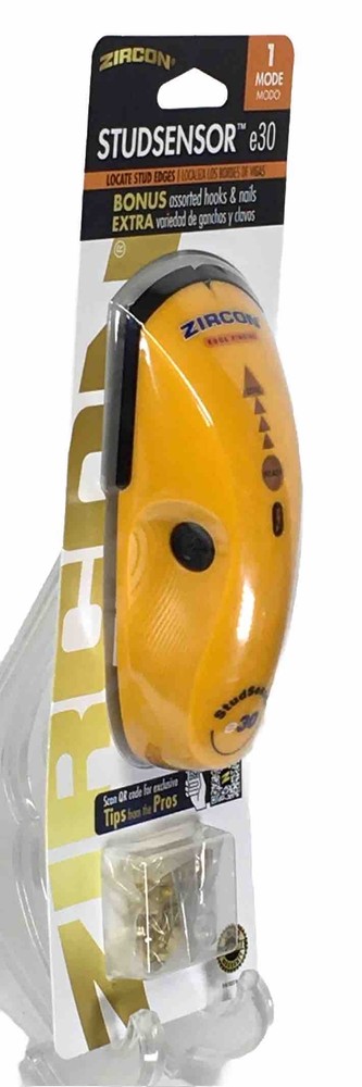 NEW Zircon StudSensor e30 Stud Finder w/ Wire Warning, & BONUS Hooks & Nails (B3