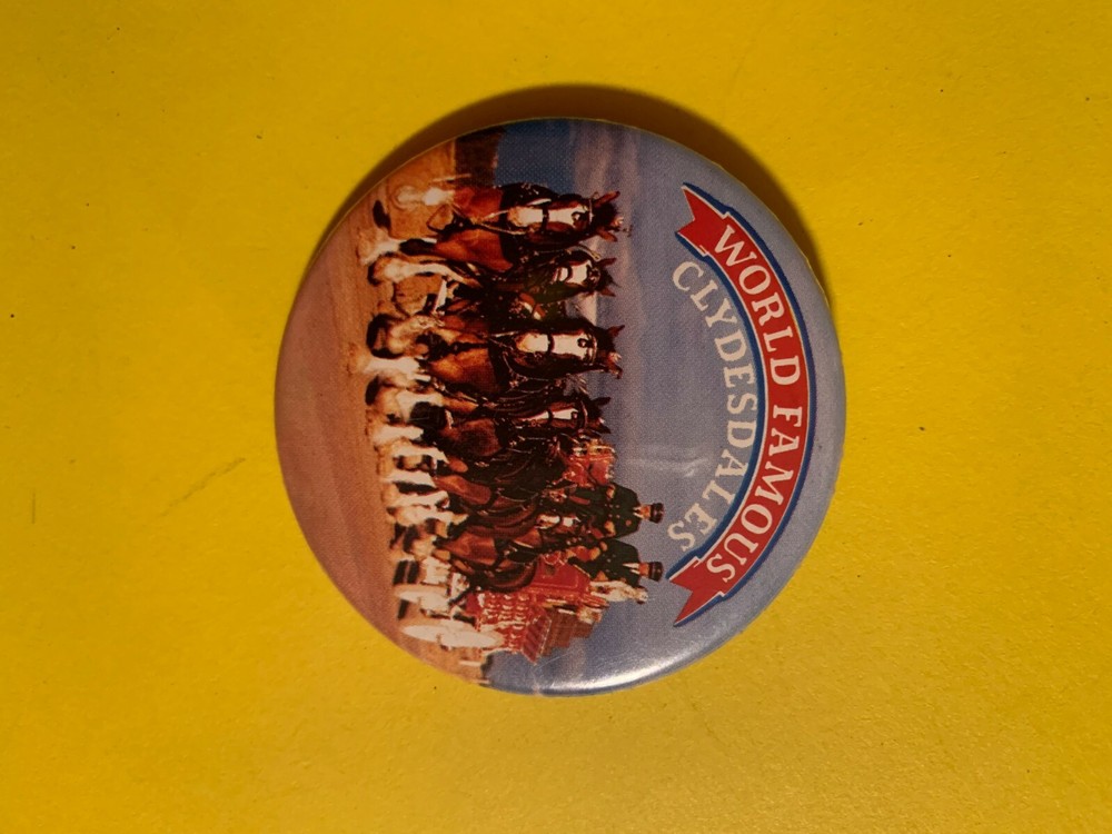 TWO DIFFERENT VINTAGE BUDWEISER CLYDESDALE PINBACK PINS