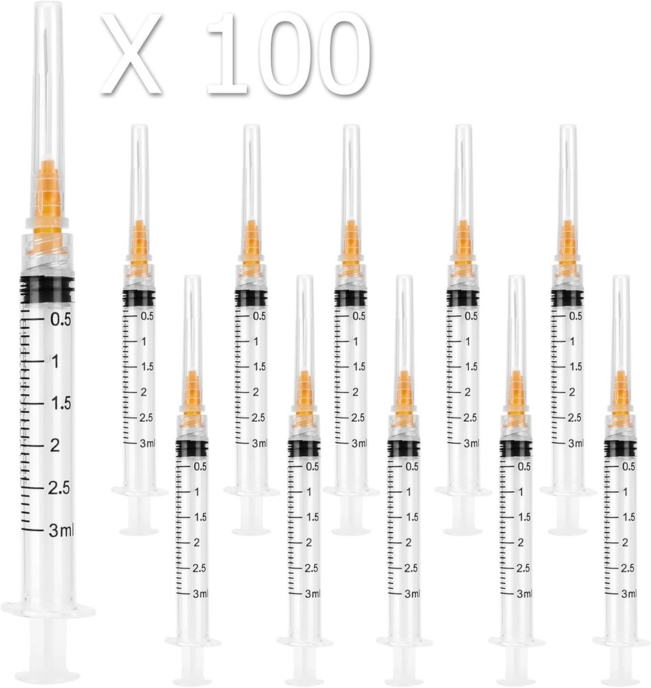 100 Pack 3ml Luer Lock Syringe with Needle