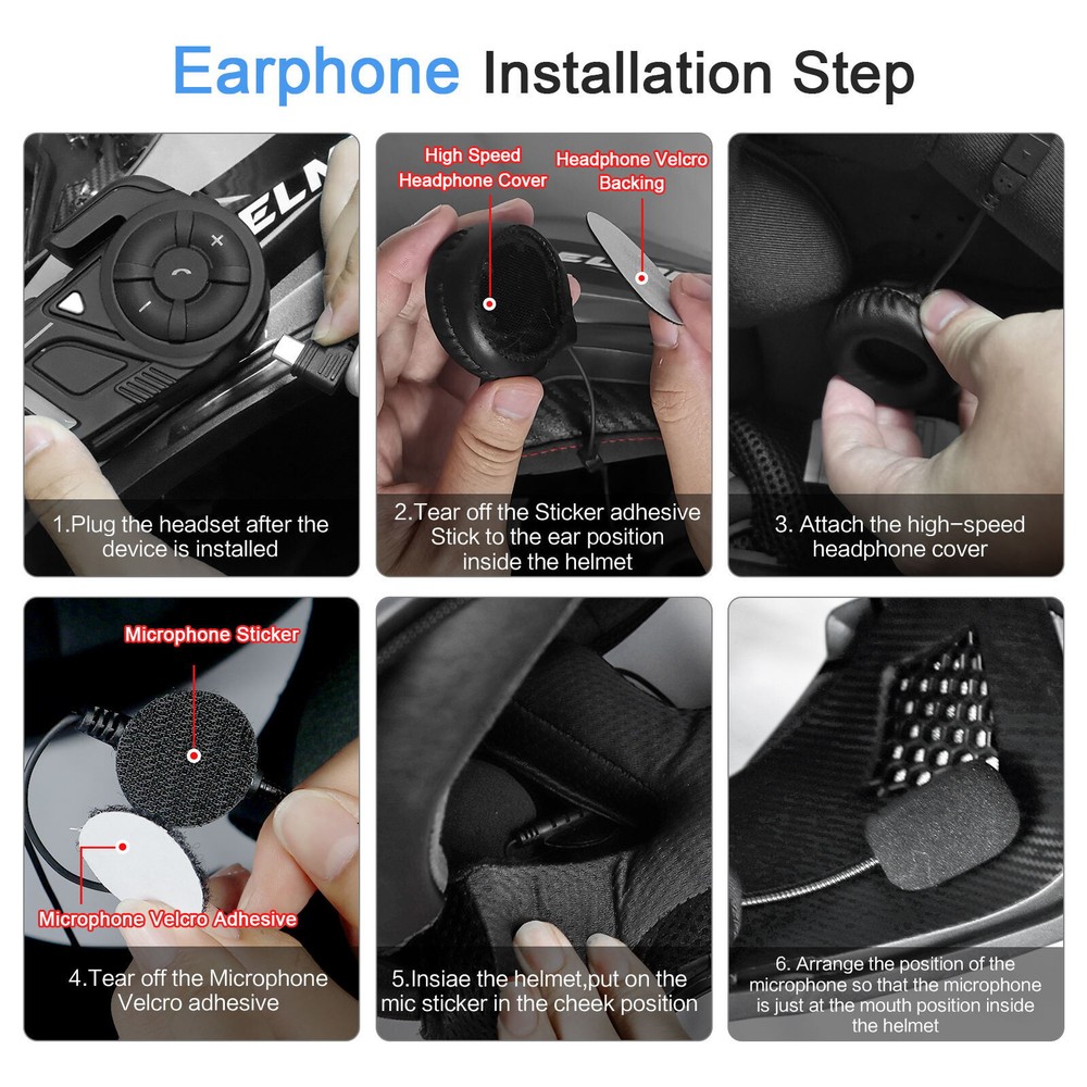 2 Set Motorcycle Bluetooth Mesh Intercom with 2K Camera Recorder for 2 Rider
