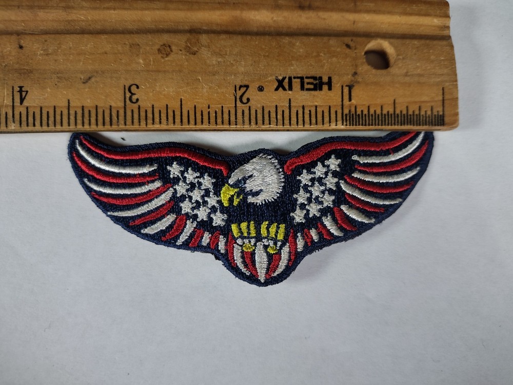 USA Eagle Wings Embroidered Patch Patriotic Hook & Loop Back