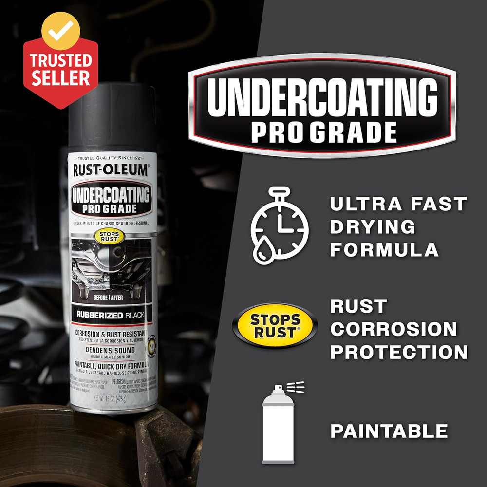 248656 Professional Grade Rubberized Undercoating Spray, 15 Oz, Black