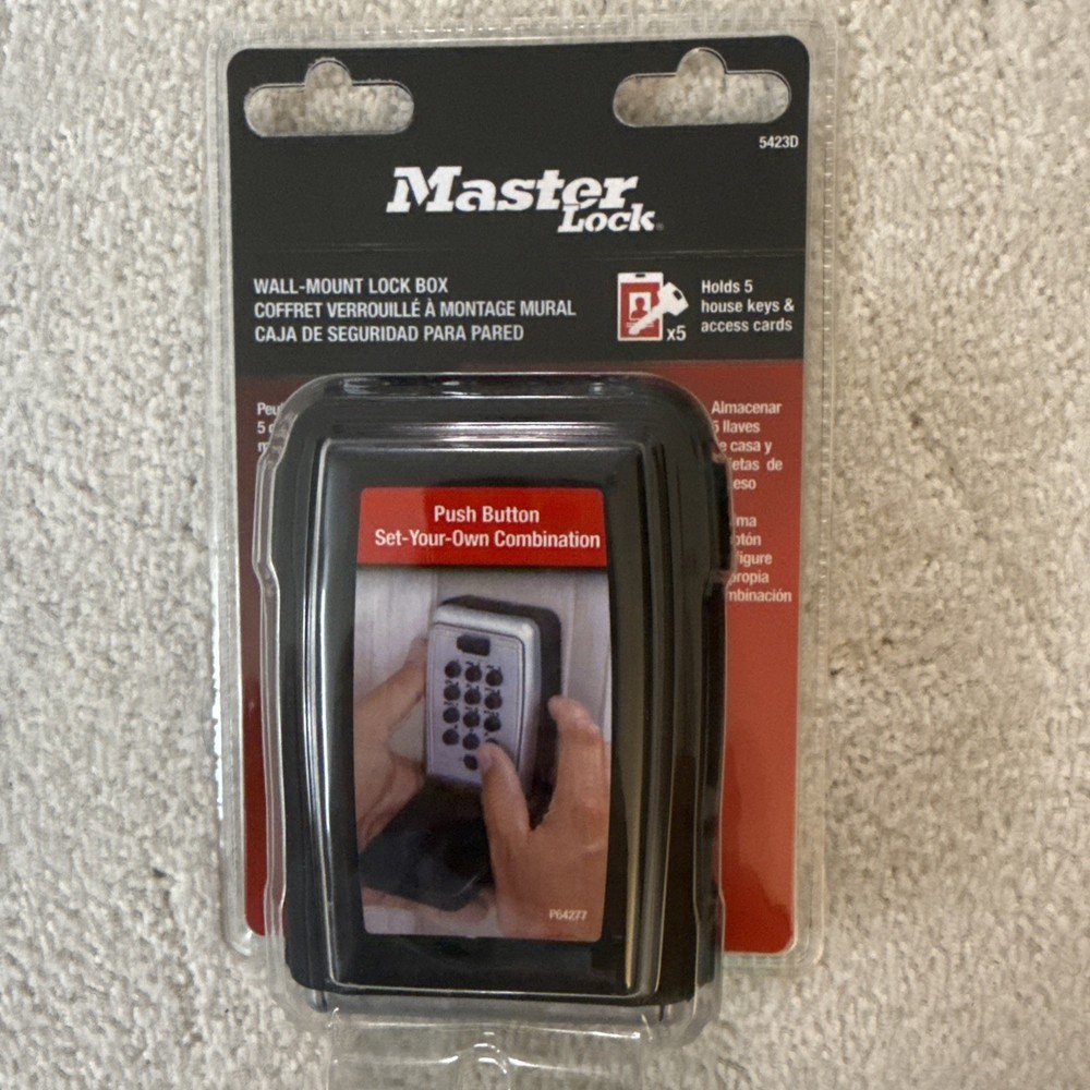 Master Lock Black Wall Mount Key Lock Box with Push Button Code Entry  5423D