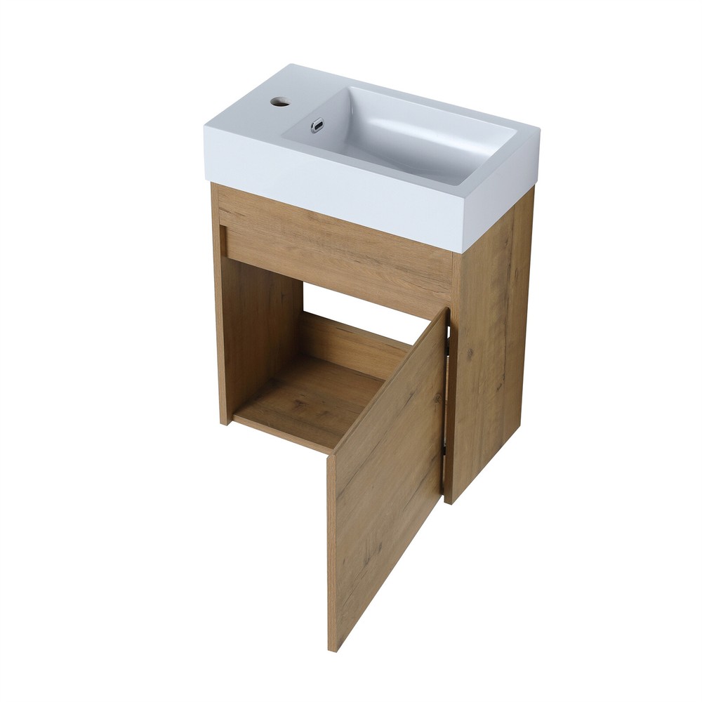 18'' Bathroom Vanity Wall Mount Cabinet Floating with Ceramic Sink